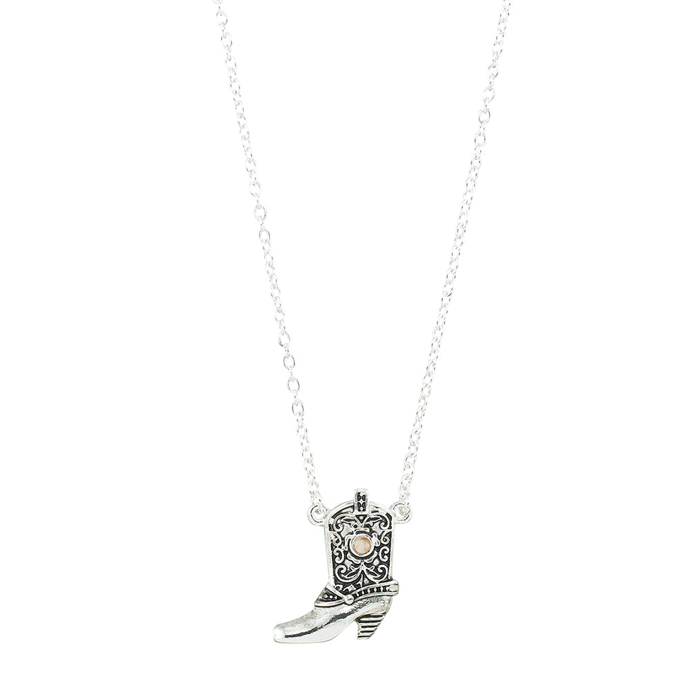 Cowboy Boot with Howlite 16" Necklace
