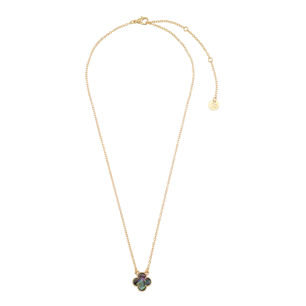 Blue Abalone Clover 15&quot; Necklace