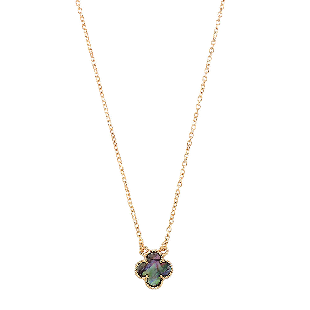 Blue Abalone Clover 15" Necklace