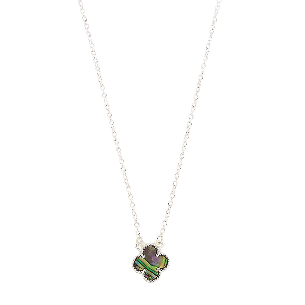 Blue Abalone Clover 15" Necklace