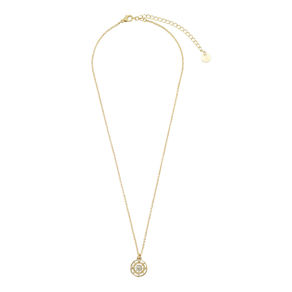 Two-Tone Compass 16&quot; Necklace