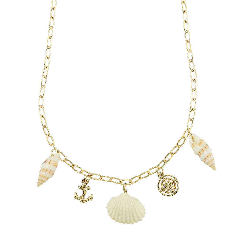 Anchor/Compass/Shell Charm 18" Necklace