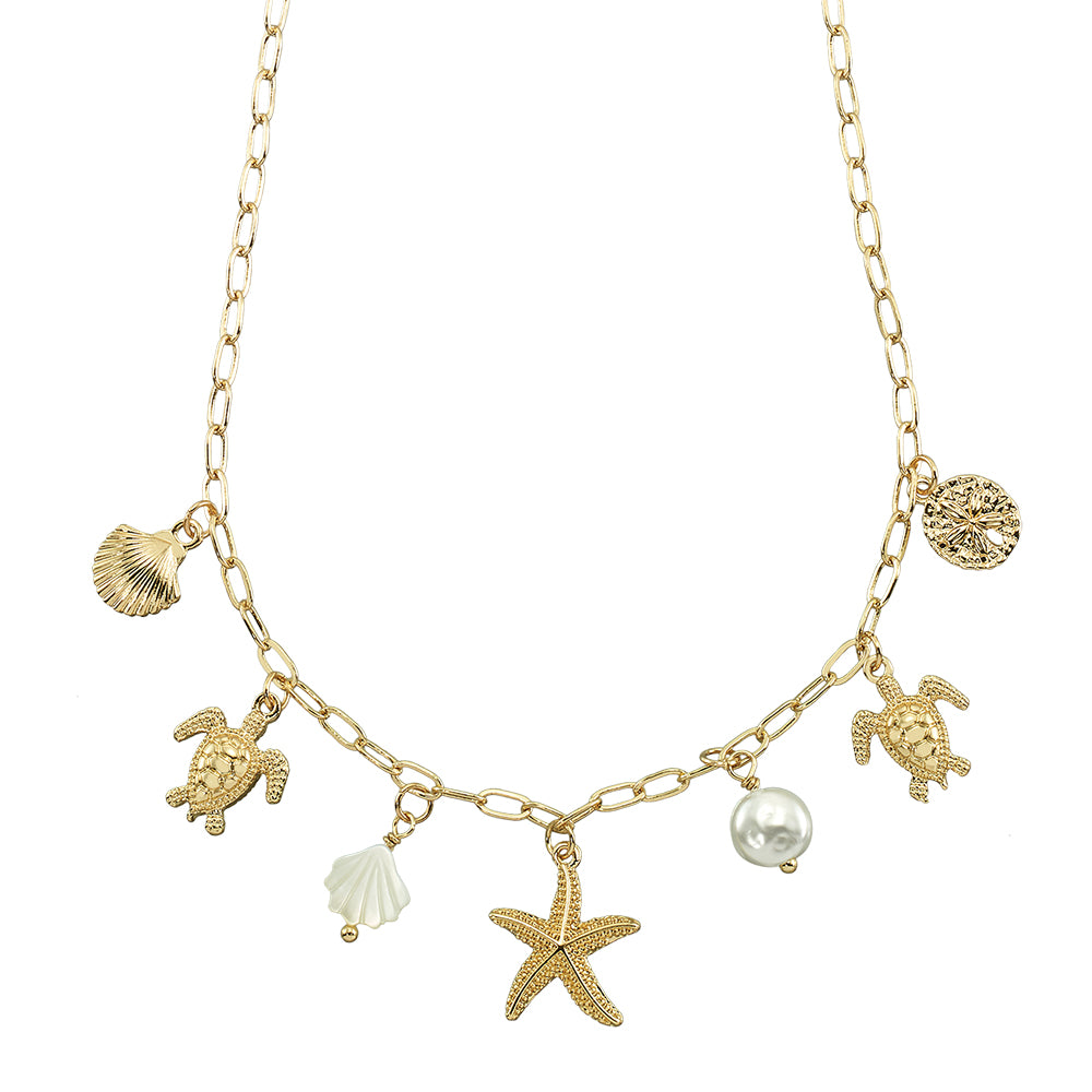 Sealife Charm Pearl 16" Necklace