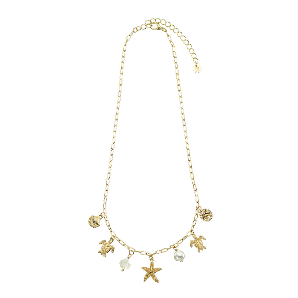 Sealife Charm Pearl 16" Necklace