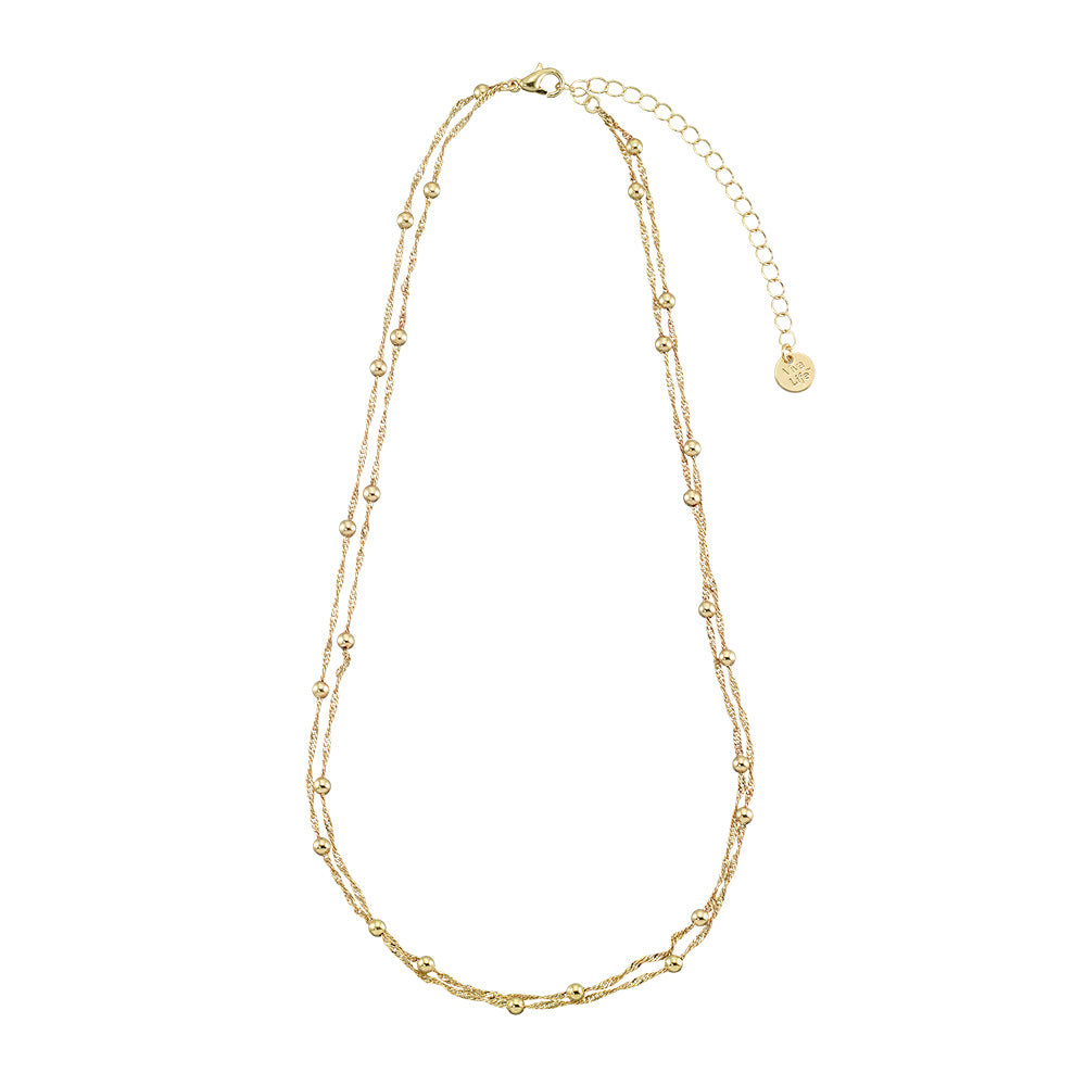 Double Strand Metal Bead 15&quot; Necklace
