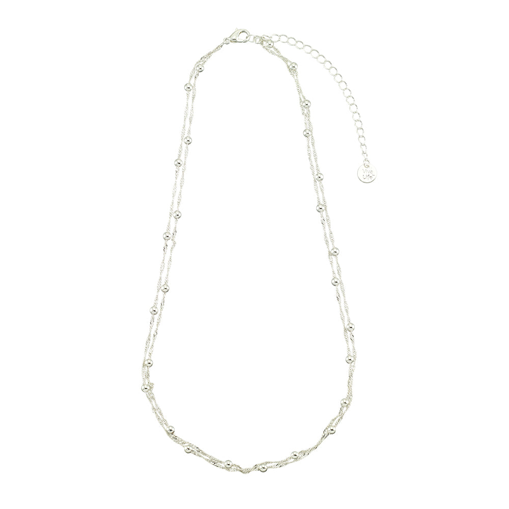 Double Strand Metal Bead 15" Necklace