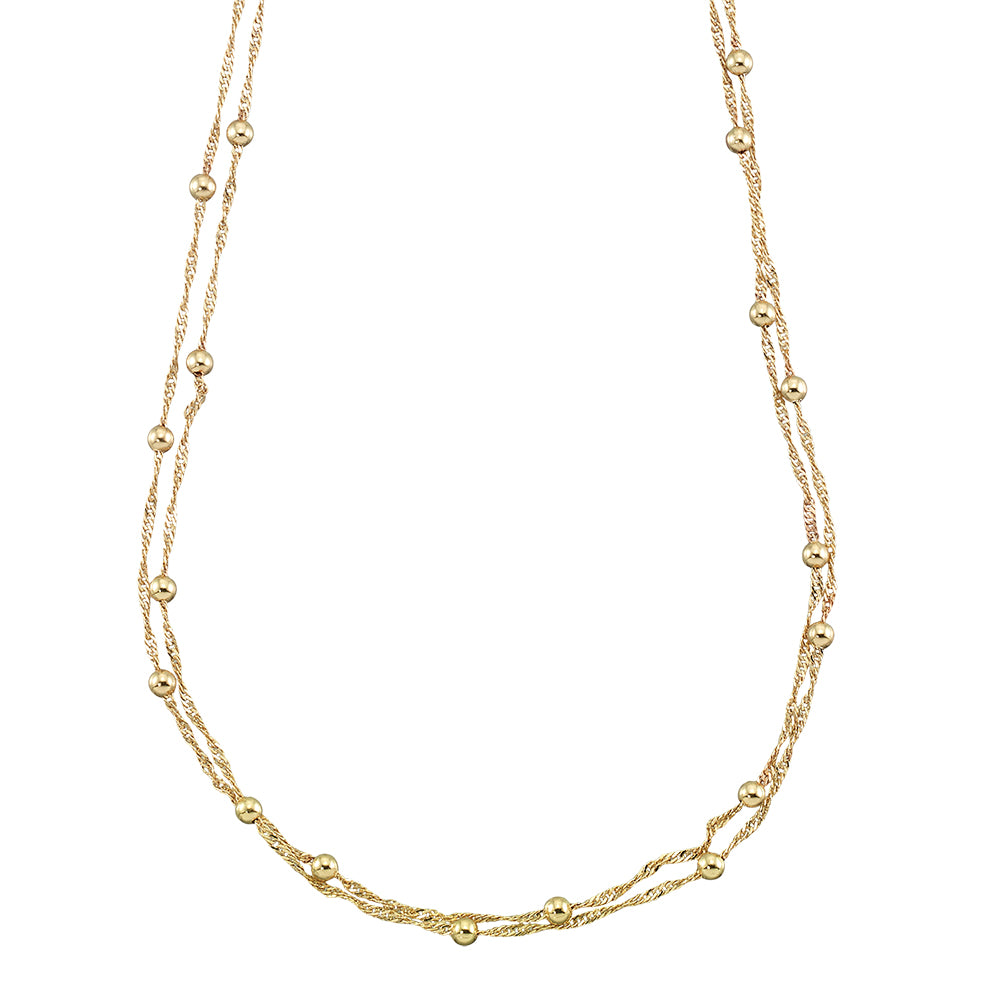 Double Strand Metal Bead 15" Necklace