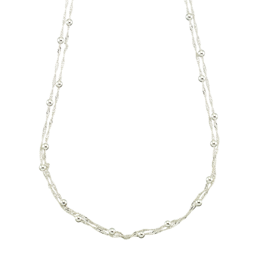 Double Strand Metal Bead 15" Necklace