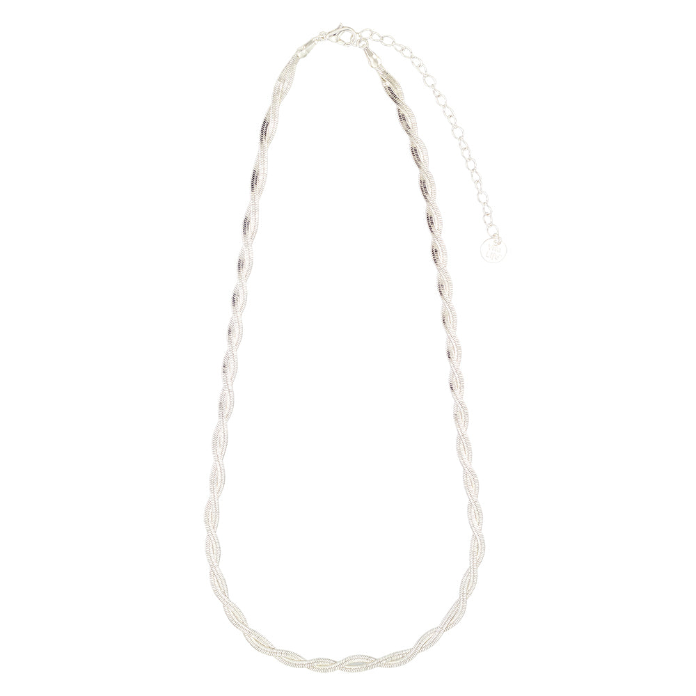 Herringbone Twist Metal 15" Chain Necklace