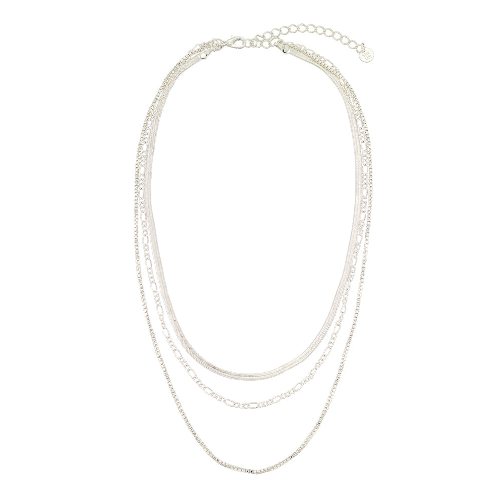 Triple Herringbone and Figaro Necklace