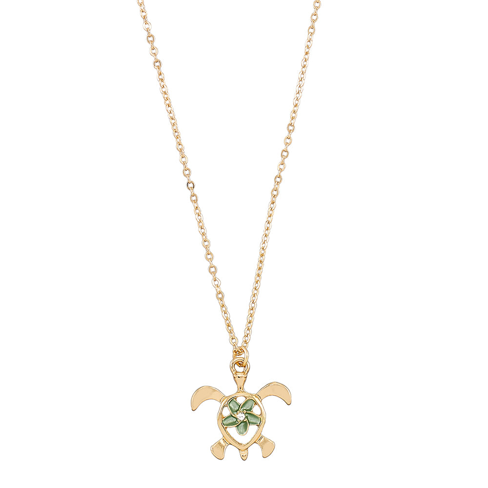 "Give Back" Turtle Hibiscus 16" Necklace