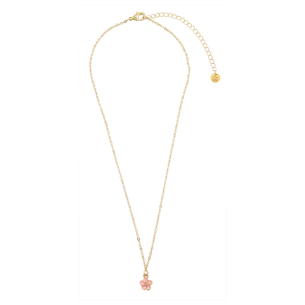 Enamel Hibiscus Flower 16" Necklace