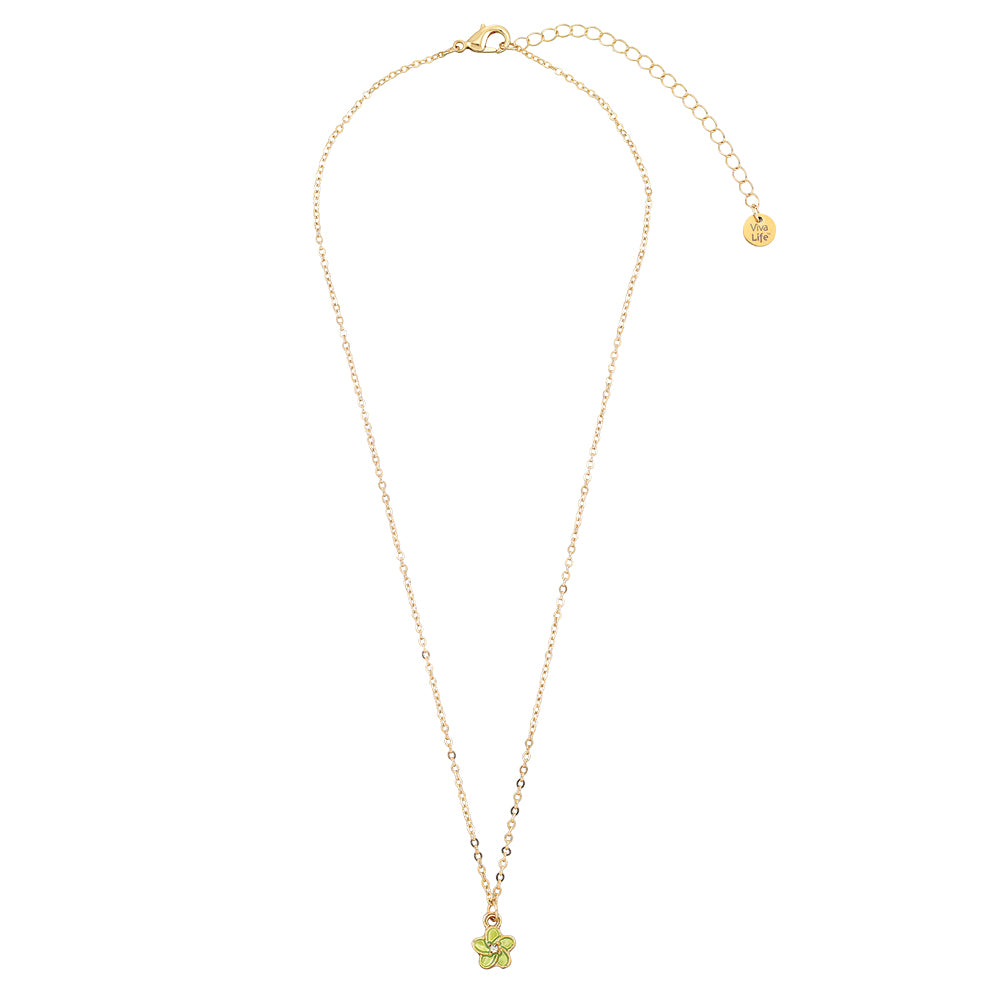 Enamel Hibiscus Flower 16" Necklace