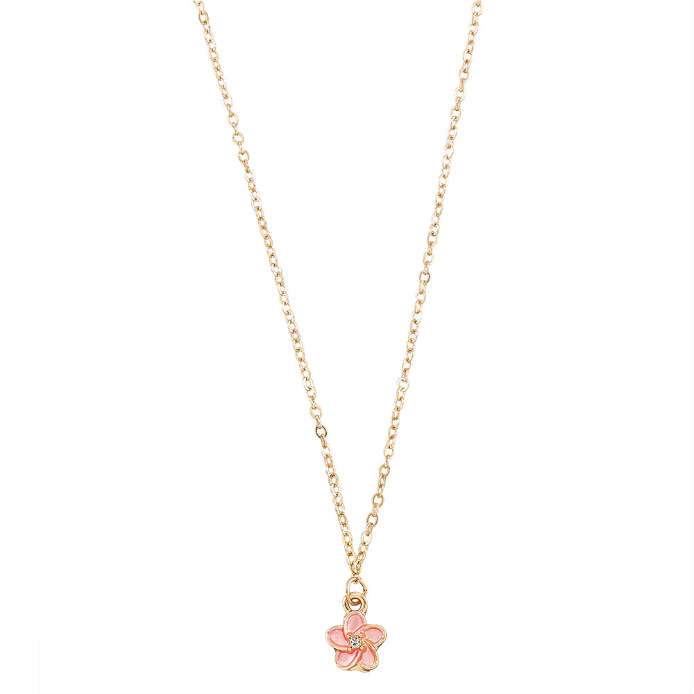 Enamel Hibiscus Flower 16" Necklace