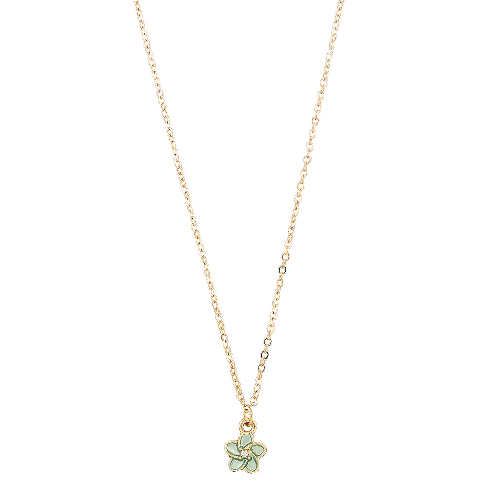 Enamel Hibiscus Flower 16" Necklace