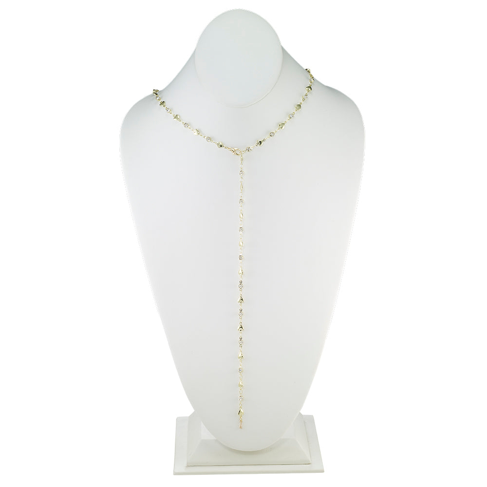 Adjustable Heart &amp; Crystal Y-Lariat Necklace