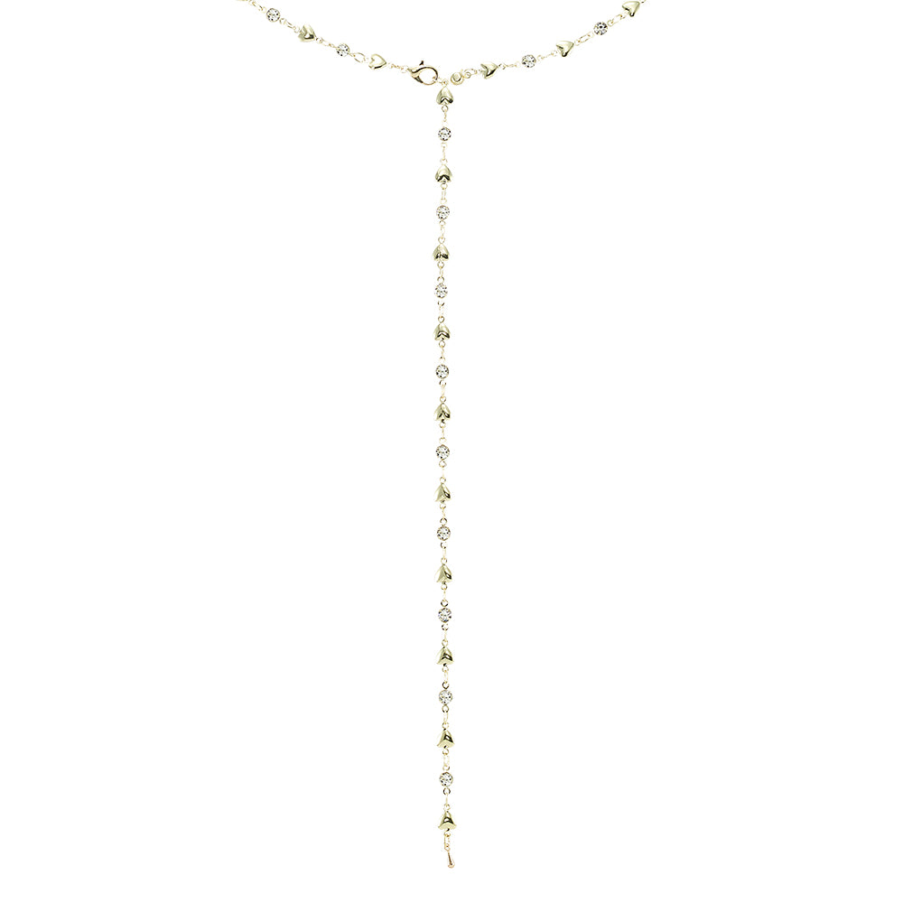 Adjustable Heart & Crystal Y-Lariat Necklace