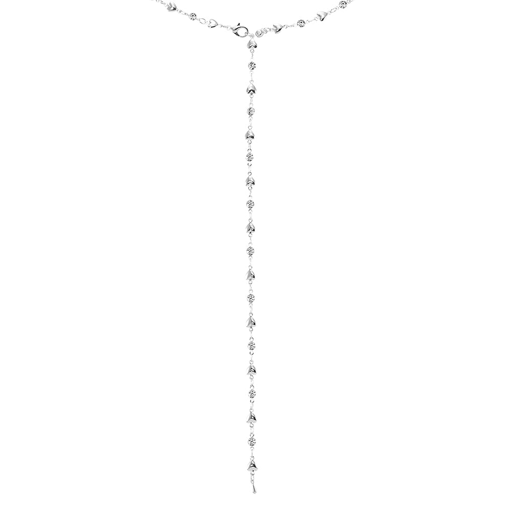 Adjustable Heart & Crystal Y-Lariat Necklace