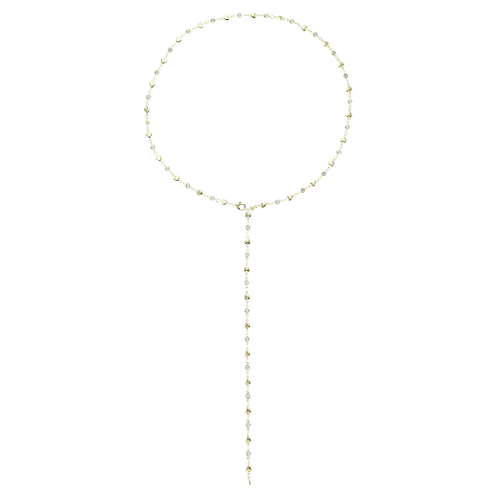 Adjustable Heart &amp; Crystal Y-Lariat Necklace