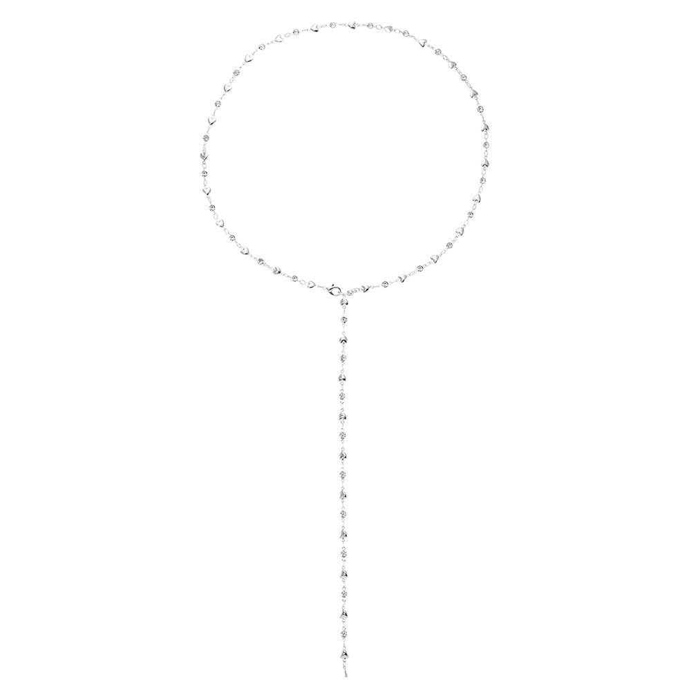 Adjustable Heart &amp; Crystal Y-Lariat Necklace