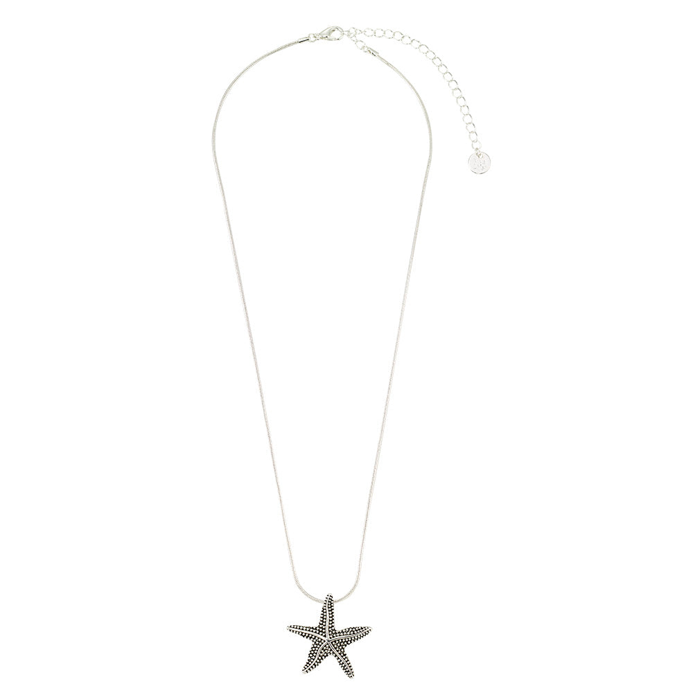 Antiqued Textured Starfish Necklace