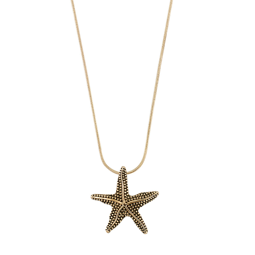 Antiqued Textured Starfish Necklace