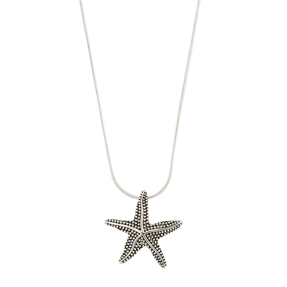 Antiqued Textured Starfish Necklace