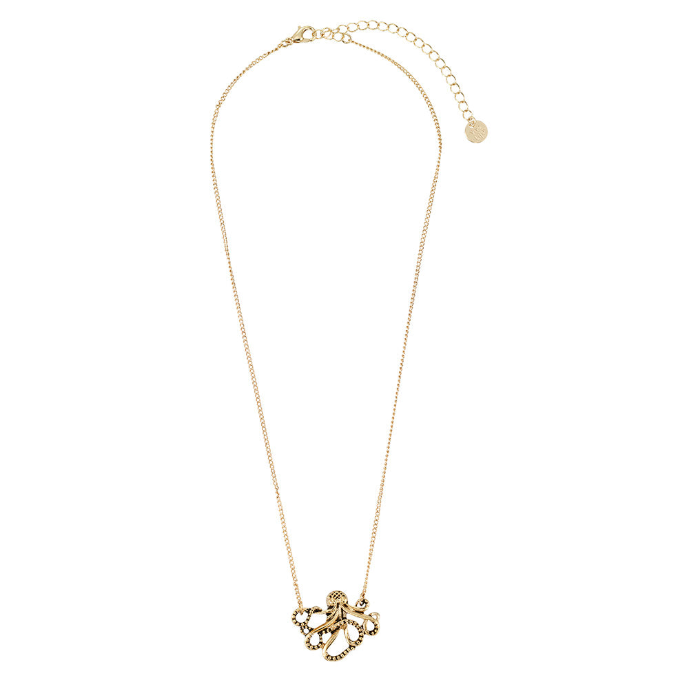 Antiqued Octopus 16" Necklace