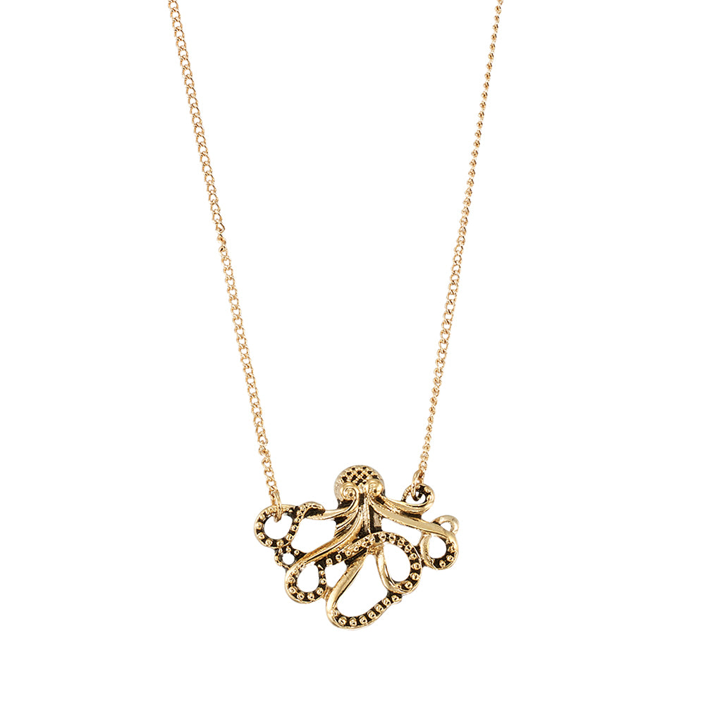 Antiqued Octopus 16" Necklace