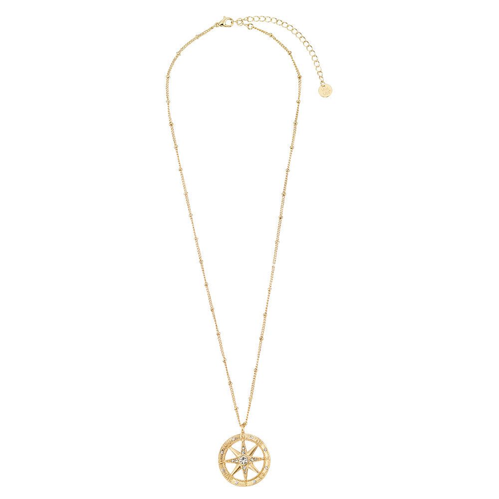 Crystal Compass Pendant 16" Necklace