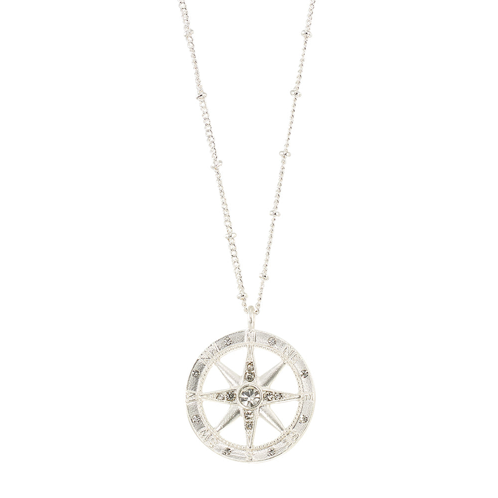 Crystal Compass Pendant 16" Necklace