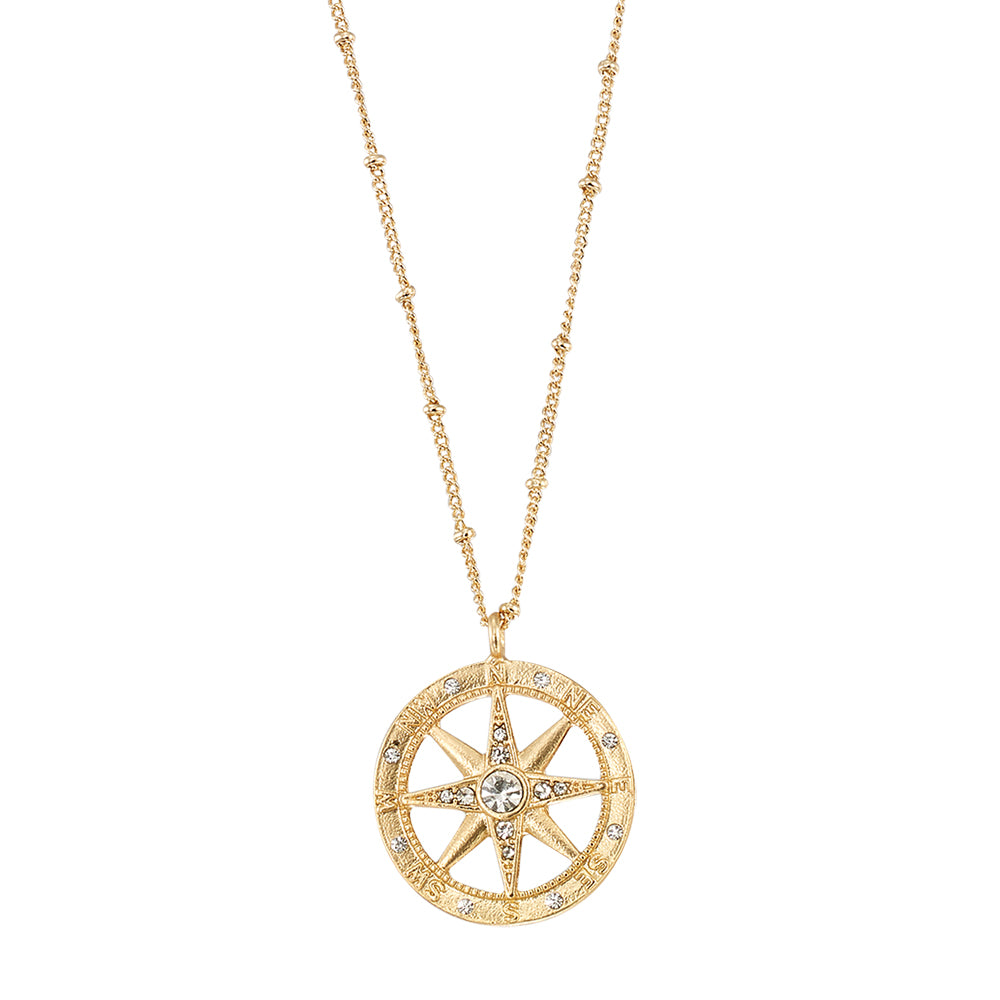 Crystal Compass Pendant 16" Necklace