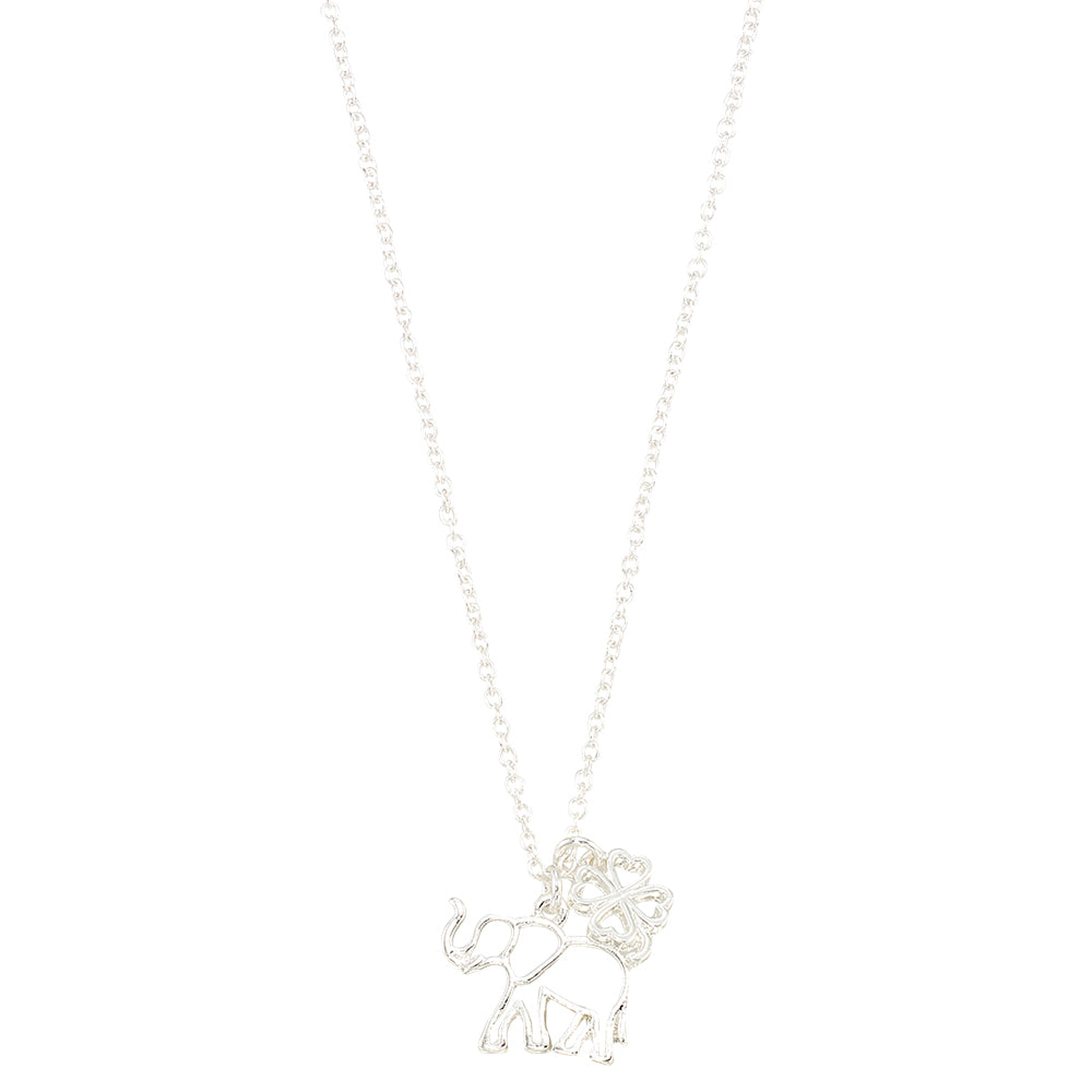 "Lucky" Elephant & Clover 16" Necklace