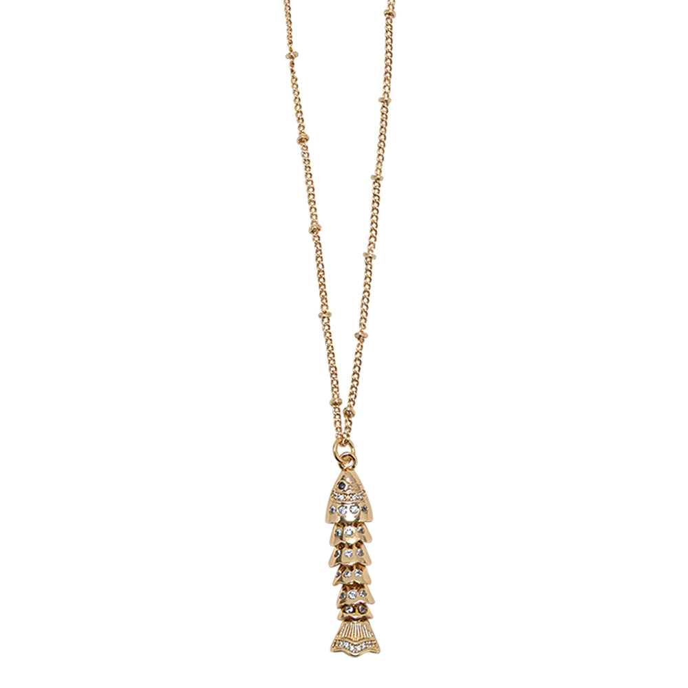 Movable Crystal Sardine 16" Necklace