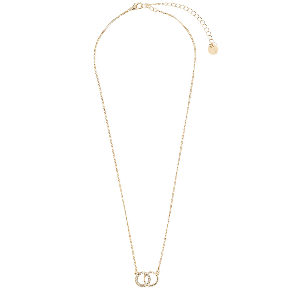 Interlocking Crystal Circle 16″ Necklace
