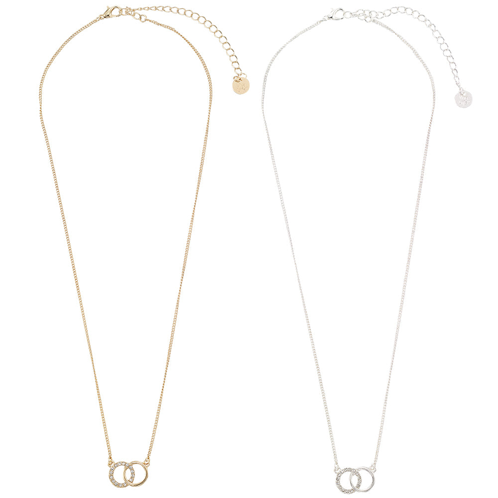 Interlocking Crystal Circle 16″ Necklace