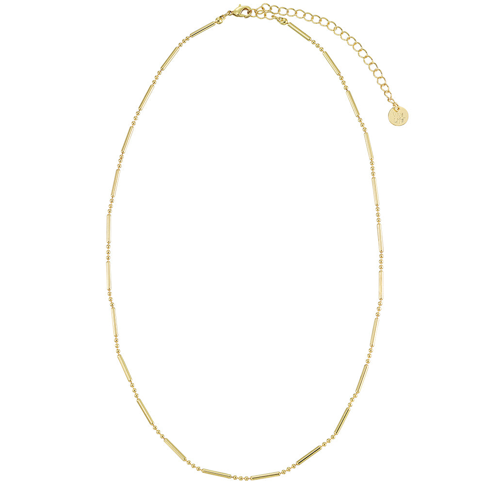 Metal Tube Bead Chain 16″ Necklace