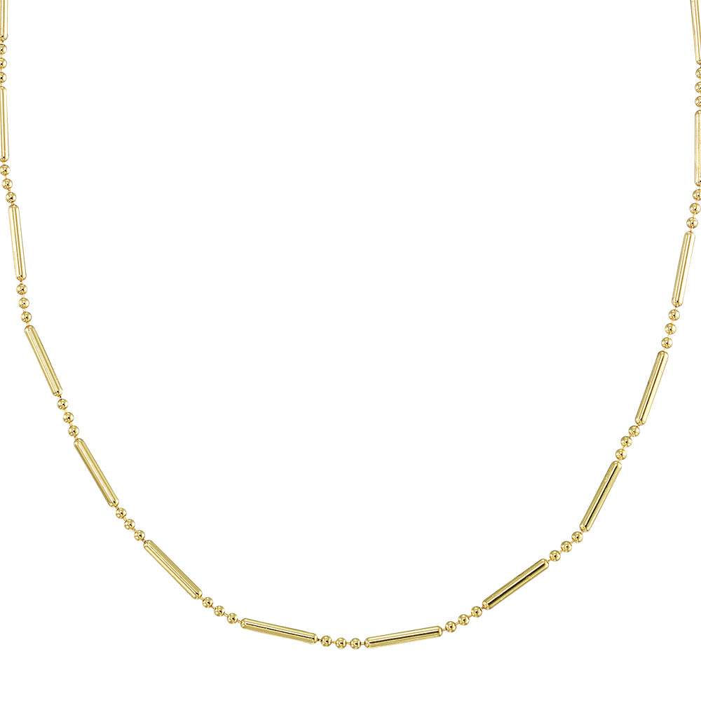 Metal Tube Bead Chain 16″ Necklace