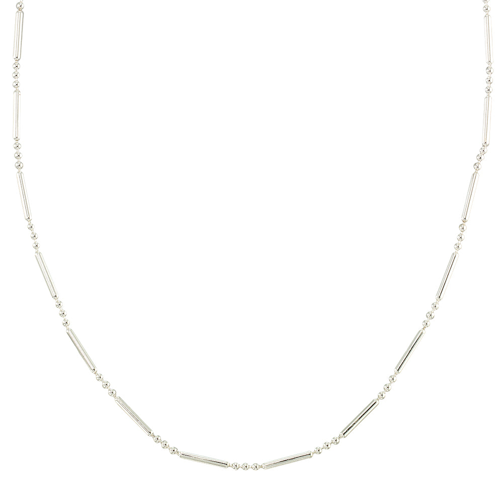 Metal Tube Bead Chain 16″ Necklace
