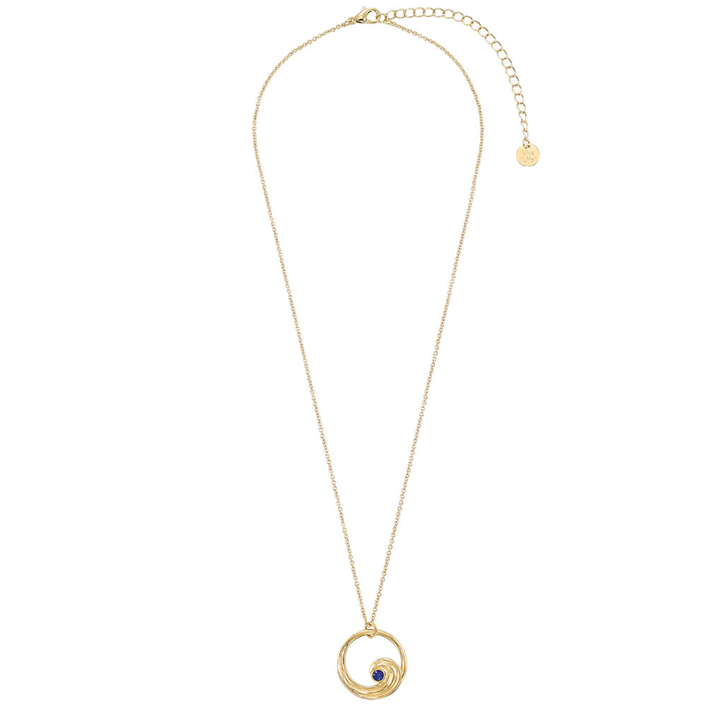 Wave Outline Crystal Pendant 16" Necklace
