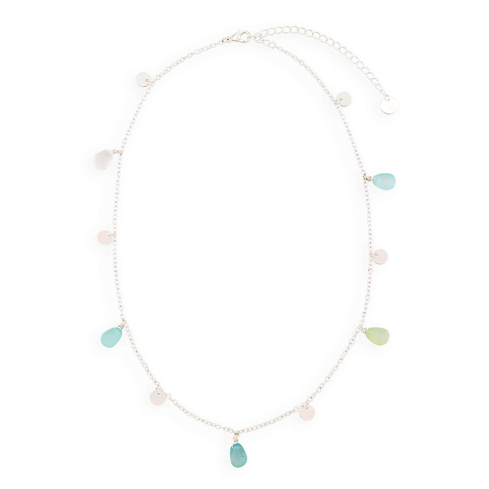 Frosted Glass Teardrop 16" Necklace