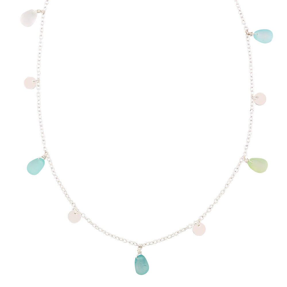 Frosted Glass Teardrop 16" Necklace