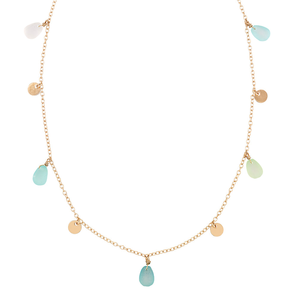 Frosted Glass Teardrop 16" Necklace