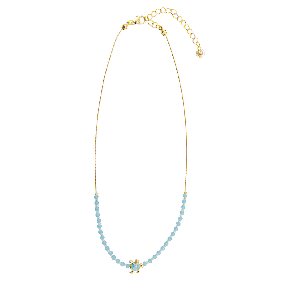 "Give Back" Enamel Turtle Glass Crystal 16" Necklace