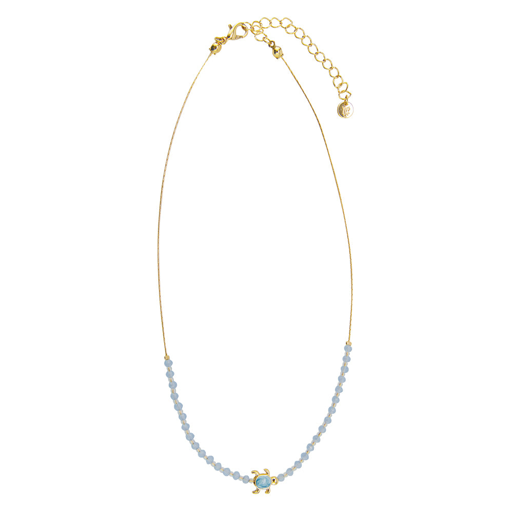 "Give Back" Enamel Turtle Glass Crystal 16" Necklace