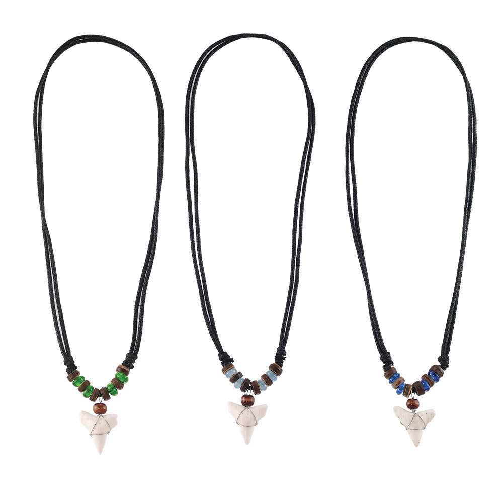 Colored Glass & Coco Sharktooth 16" Necklace