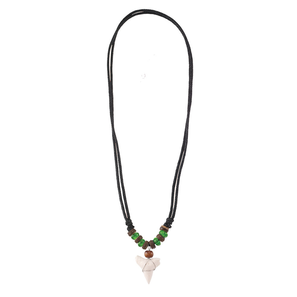 Colored Glass & Coco Sharktooth 16" Necklace