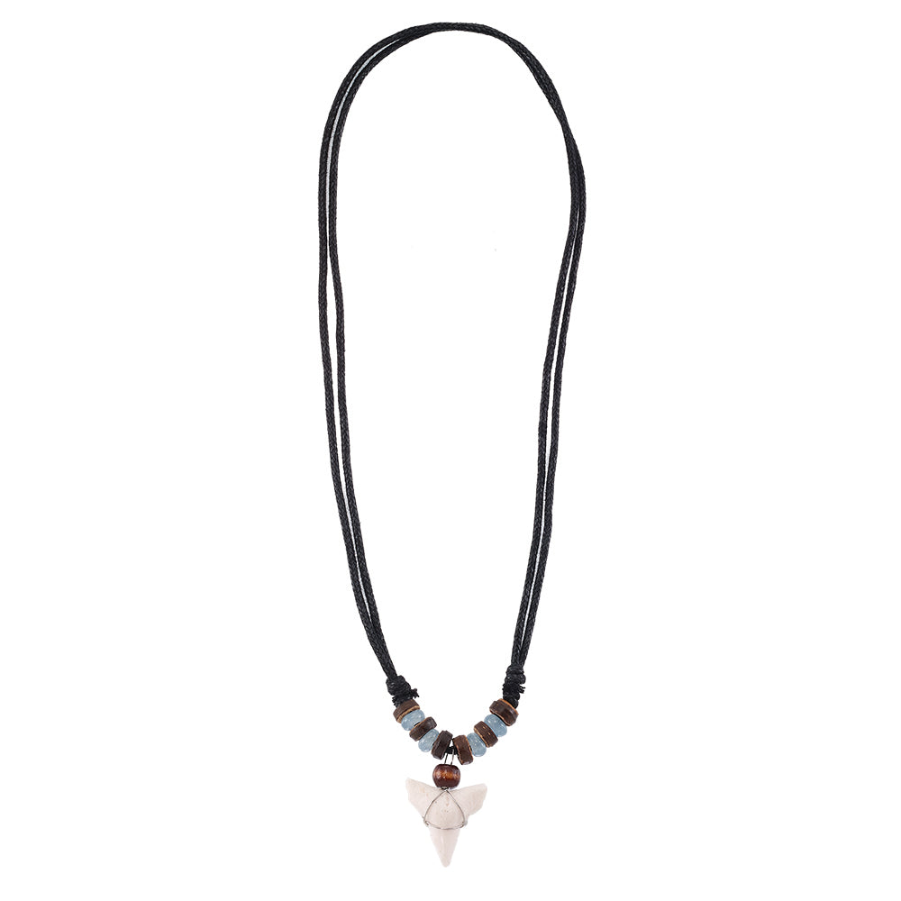 Colored Glass & Coco Sharktooth 16" Necklace