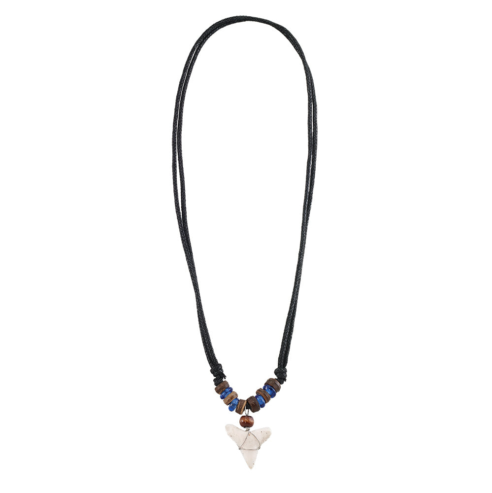 Colored Glass & Coco Sharktooth 16" Necklace