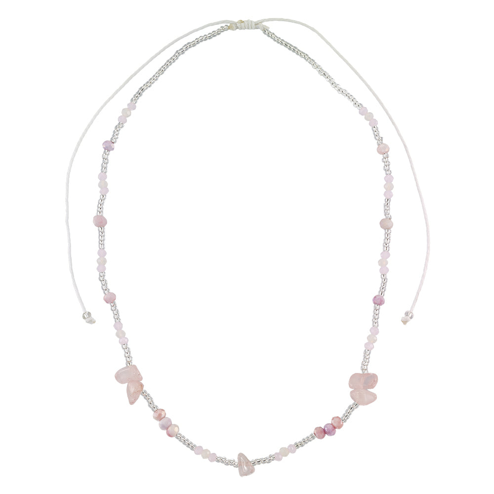 Stone Chip Crystal Seedbead Adjustable Necklace